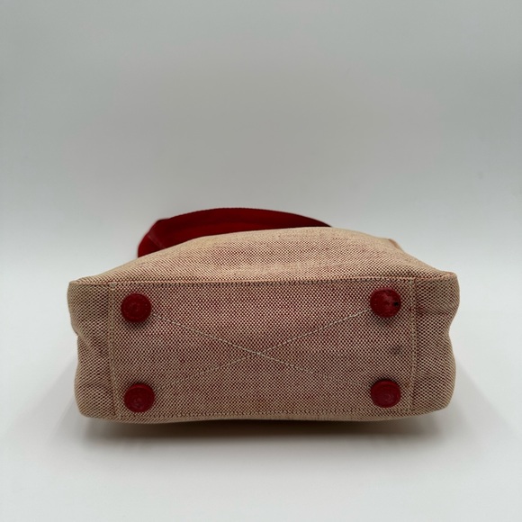 Authentic Prada Red & Beige Canvas Handbag - Picture 6 of 17